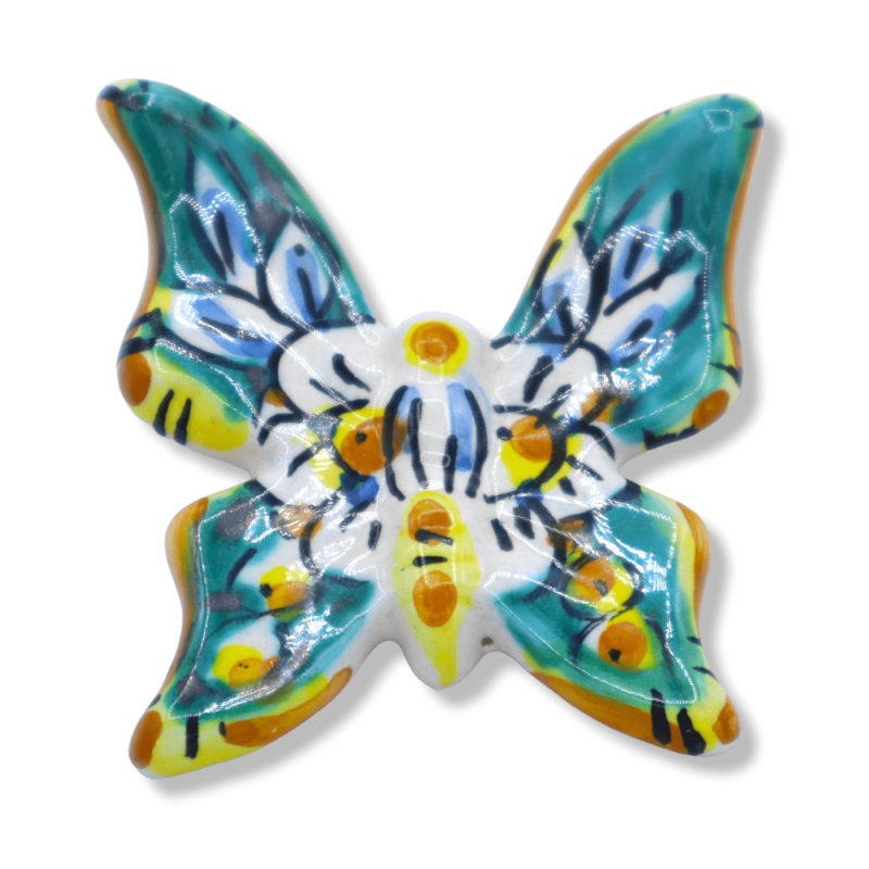 Farfalla in Ceramica di Caltagirone, disponibile in vari colori, h 6 cm x L 6 cm ca. Mod FL (1 Pz) - 
