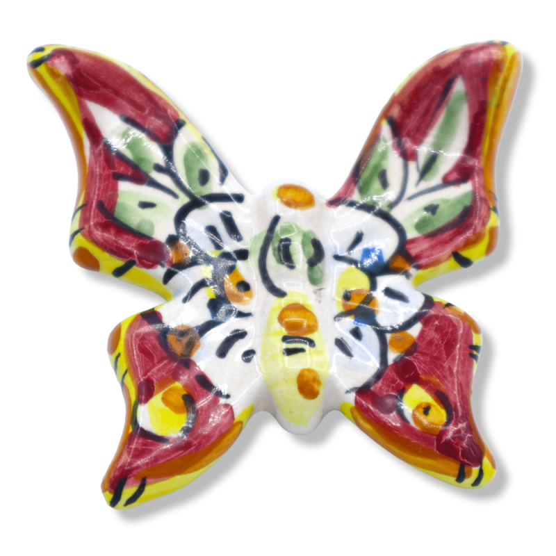 Mariposa en cerámica Caltagirone, disponible en varios colores, h 6 cm x L 6 cm aprox. Mod FL (1 pieza) - 