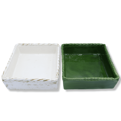 Porta tovaglioli quadrato con treccia, in Ceramica colore tinta unita selezionabile, larghezza 24 cm ca. (1Unità) Mod GL
