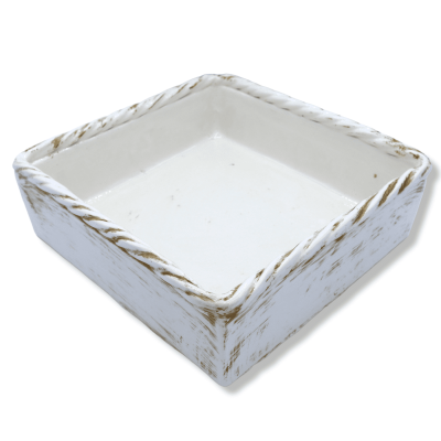 Porta tovaglioli quadrato con treccia, in Ceramica colore tinta unita selezionabile, larghezza 24 cm ca. (1Unità) Mod GL