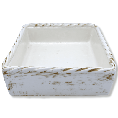 Porta tovaglioli quadrato con treccia, in Ceramica colore tinta unita selezionabile, larghezza 24 cm ca. (1Unità) Mod GL