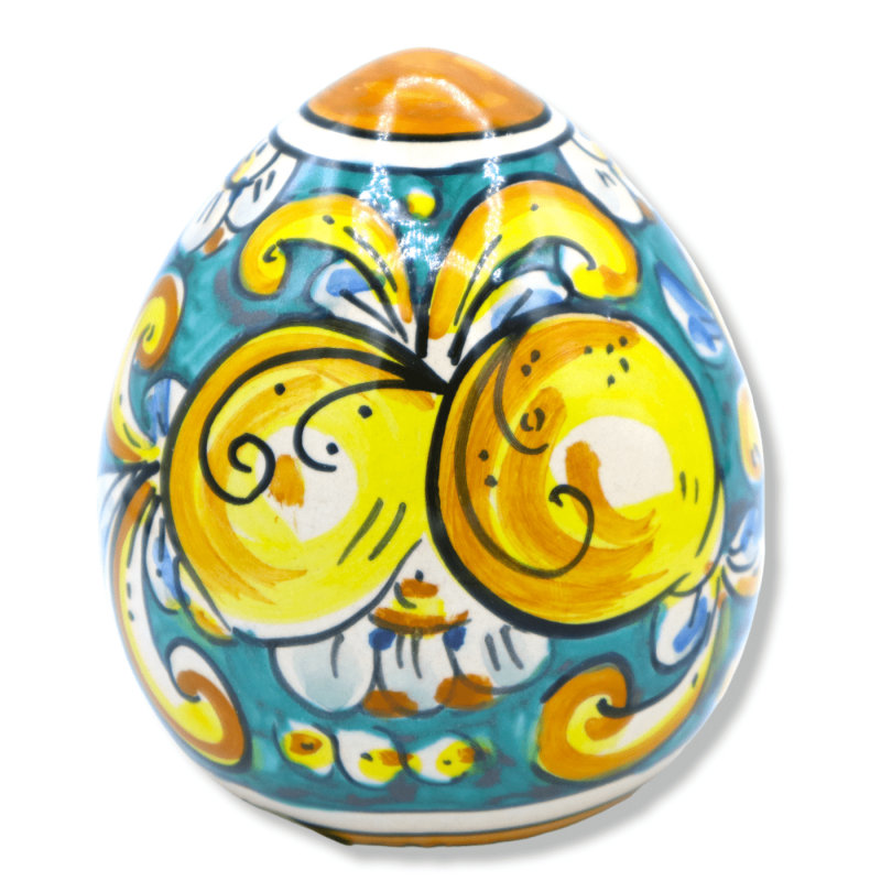 Oeuf en céramique Caltagirone, h environ 12 cm. (1pc) 4 Options Couleur et décoration aléatoire - 