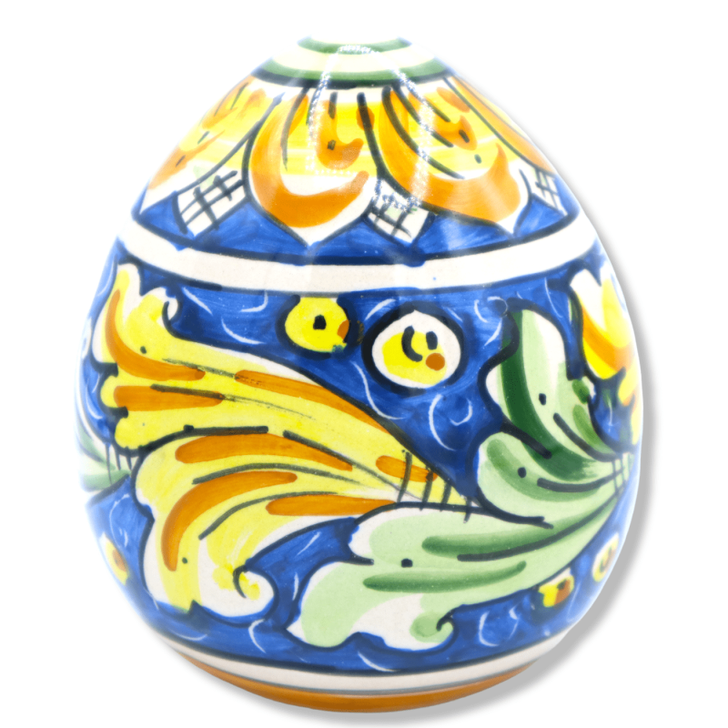 Caltagirone keramiskt ägg, h ca 12 cm. (1st) 4 alternativ Färg och slumpmässig dekoration - 