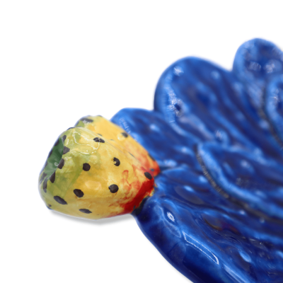 Centerpiece with Pale Prickly Pears in handmade Sicilian ceramic, blue background and 2 size options - 