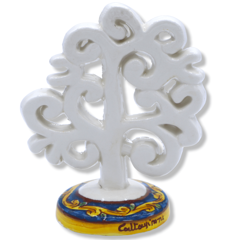 Grote Levensboom h 13x10 cm (1 stuk) Caltagirone keramiek, diverse kleuren en willekeurige stamdecoratie - 