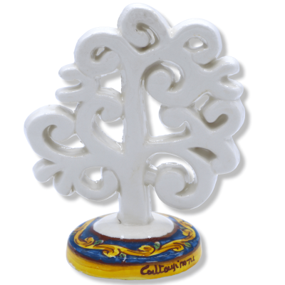 Duże Drzewo Życia h 13x10 cm (1 szt.) Ceramika Caltagirone, różne kolory i losowa dekoracja łodygi - 