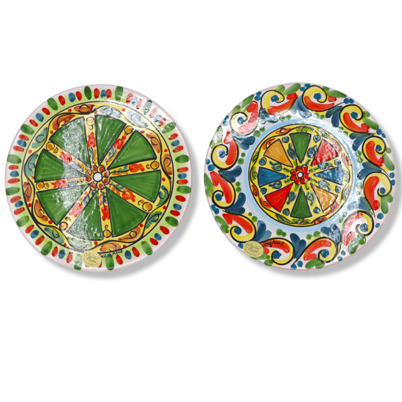 Poggia pentola rotondo, in Ceramica di Caltagirone, disponibile in due decorazioni, Ø 20 cm ca. (1pz) Mod BR - 