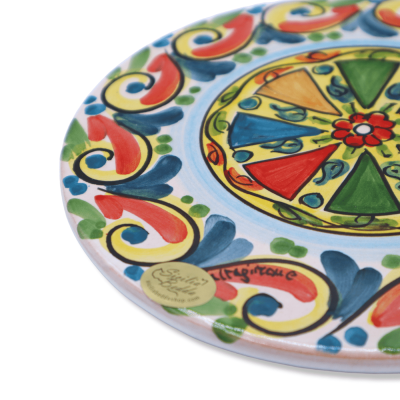 Poggia pentola rotondo, in Ceramica di Caltagirone, disponibile in due decorazioni, Ø 20 cm ca. (1Unità) Mod BR - 