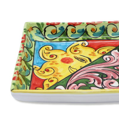 Vaciador de bolsillo en cerámica Caltagirone, decoración temática siciliana seleccionable, l 20 x 20 cm aprox. (1pc) Mod