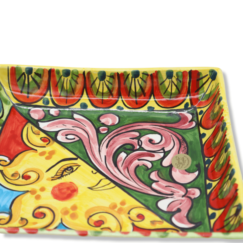 Taschenleererschale aus Caltagirone-Keramik, wählbare Sizilien-Dekoration, L 20 x 20 cm ca. (1 Stück) Mod BR - 