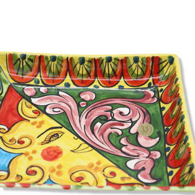 Bol vide-poche en céramique de Caltagirone, décoration au choix sur le thème de la Sicile, l 20 x 20 cm environ. (1 pièc