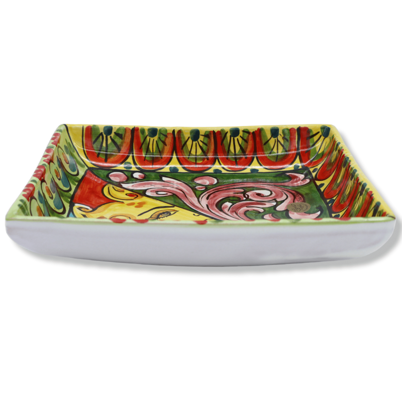 Ciotola Svuota tasche in ceramica di Caltagirone, decoro selezionabile a tema Sicilia, l 20 x 20 cm ca. (1Unità) Mod BR 