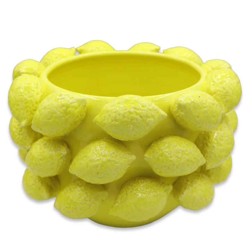 Cachepot Plant pot in fine ceramic with lemon applications, Ø 30 cm approx. Mod GL - 