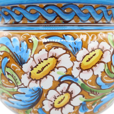 Cachepot Maceta para plantas en cerámica Caltagirone, decoración barroca, Amapolas y Margaritas, disponible en varios ta