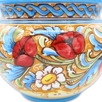 Cachepot Pot de plantes en céramique Caltagirone, décoration baroque, coquelicots et marguerites, avec options de taille