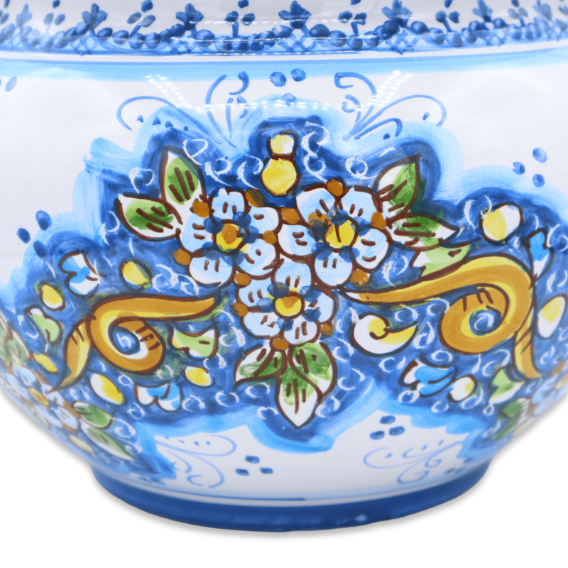 Cachepot Ceramic plant vase Caltagirone, Floral decoratie op turquoise achtergrond, beschikbaar in verschillende maten, 