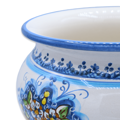 Cachepot Vaso dla roślin w ceramice Caltagirone, dekor kwiatowy na tle tureckim, dostępny w różnych wymiarach - Mod BR -