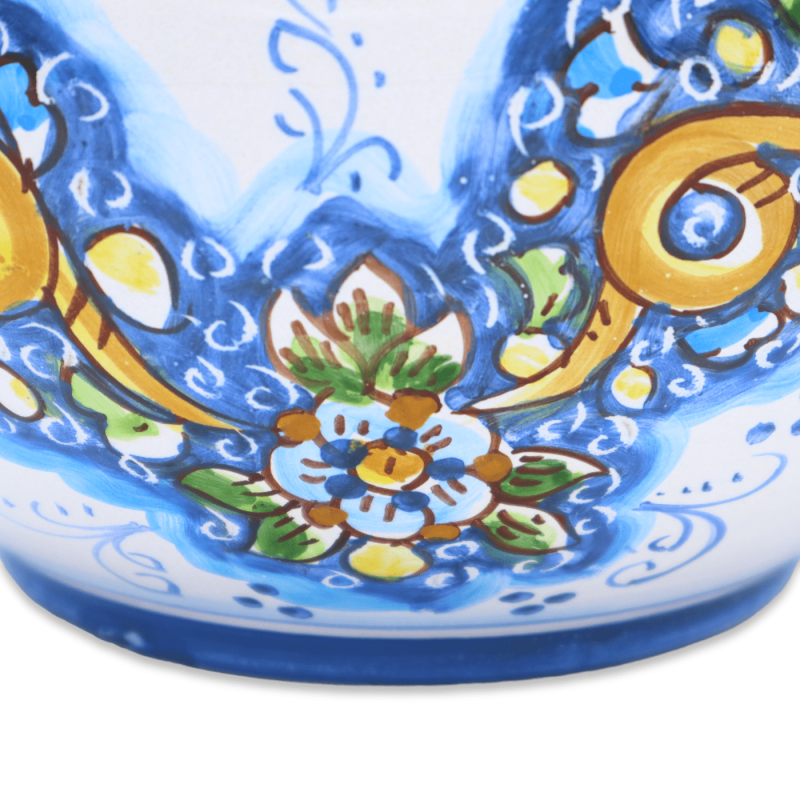 Cachepot Vaso dla roślin w ceramice Caltagirone, dekor kwiatowy na tle tureckim, dostępny w różnych wymiarach - Mod BR -