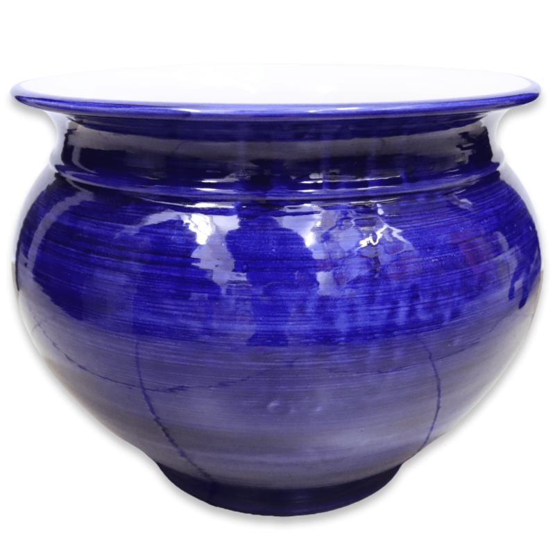 Cachepot Pot for plants in Caltagirone ceramic, solid color blue, available in various sizes - Mod BR - 