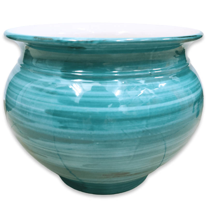 Cachepot Vaso dla roślin z ceramiki Caltagirone, zjednoczona farba verderame, dostępna w różnych wymiarach - Mod BR - 