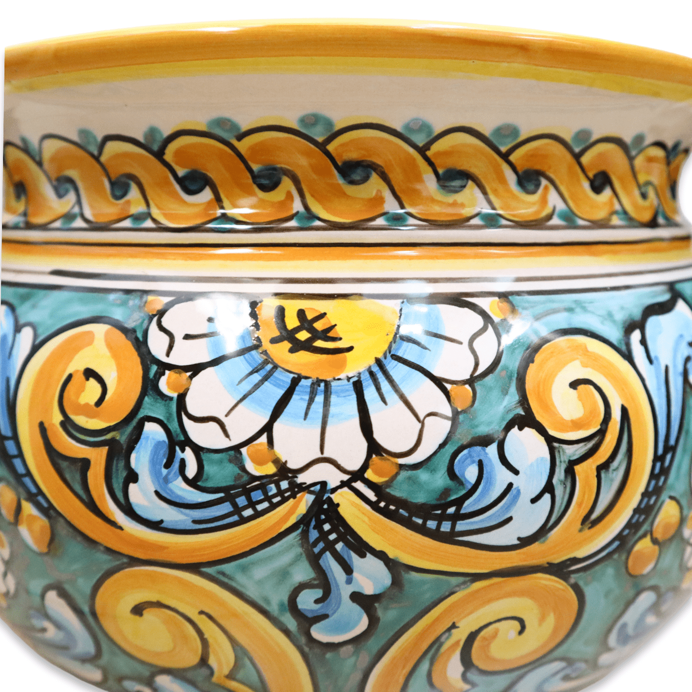 Cachepot Vaso per piante in ceramica Caltagirone, decoro Barocco e Margherite, c - Picture 18 of 31