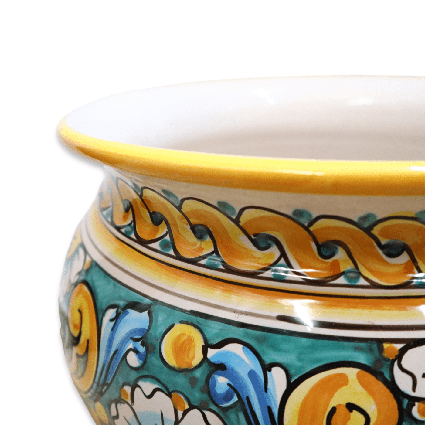 Cachepot Vaso per piante in ceramica Caltagirone, decoro Barocco e Margherite, c - Picture 14 of 31