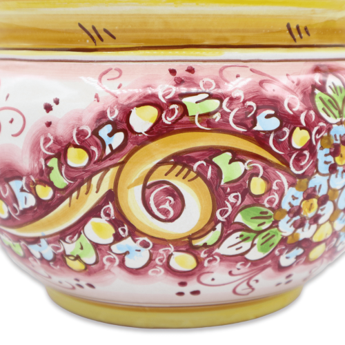 Cachepot Caltagirone Keramik-Pflanztopf, Blumendekor auf rosa Hintergrund, mit verschiedenen Größenoptionen (1 Stück) -  2