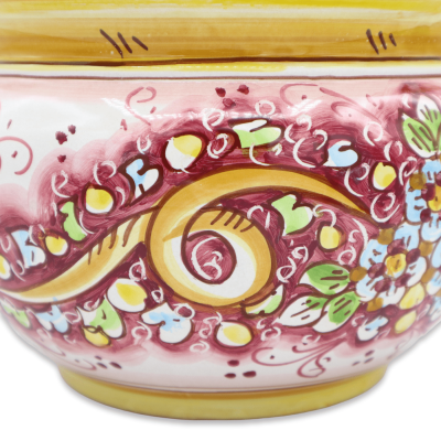 Cachepot Vaso per piante in ceramica Caltagirone, decoro floreale su fondo rosa, con diverse opzioni dimensione (1Unità)