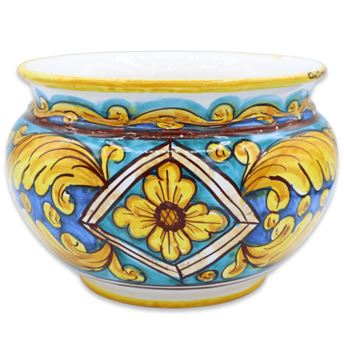 Cachepot Pot de plantes en céramique Caltagirone, décoration baroque et géométrique, avec différentes options de tailles
