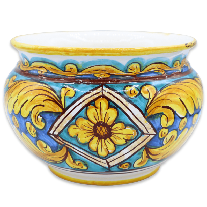 Cachepot Caltagirone ceramic plant pot, Baroque and Geometric decoration, available in various sizes - Mod TD - 