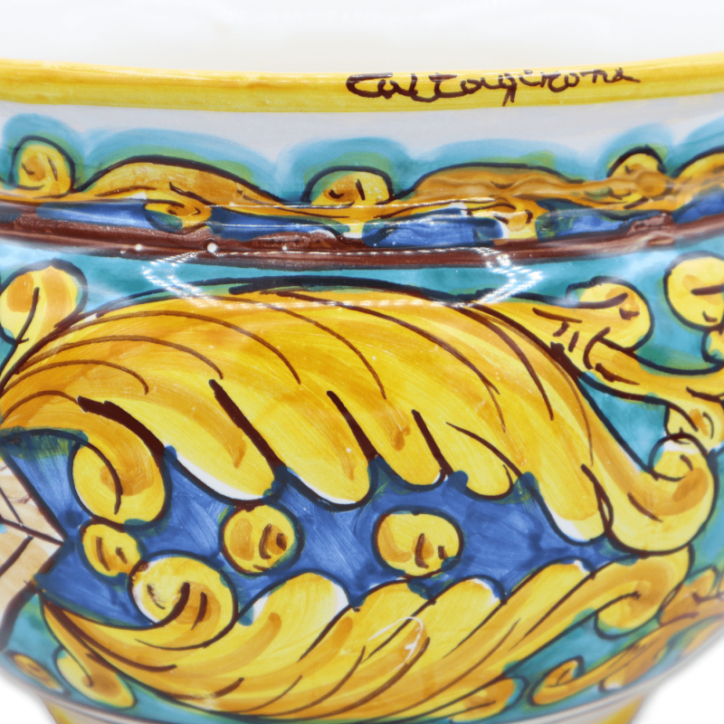 Cachepot Vaso dla roślin ceramicznych Caltagirone, dekor barokowy i geometryczny, dostępny w różnych wymiarach - Mod TD 