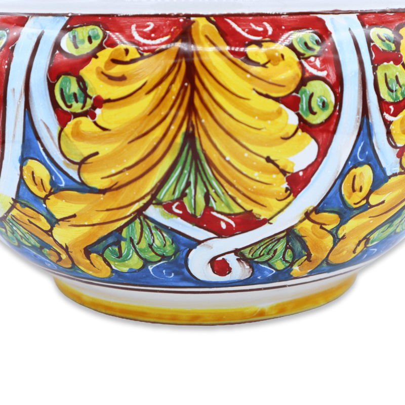 Cachepot Vaso para plantas em cerâmica Caltagirone, decoração barroca sobre fundo vermelho e azul, disponível em vários 