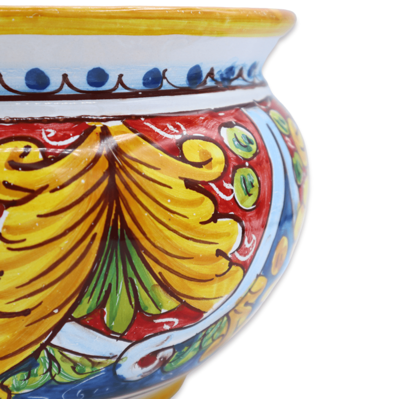 Cachepot Vaso para plantas em cerâmica Caltagirone, decoração barroca sobre fundo vermelho e azul, disponível em vários 