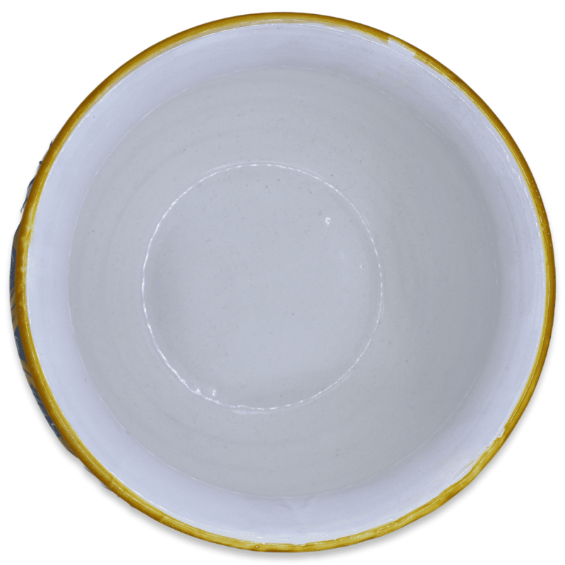 Cachepot Caltagirone Keramik-Pflanztopf, barocke Dekoration und Blume auf blauem Hintergrund, in verschiedenen Größen er