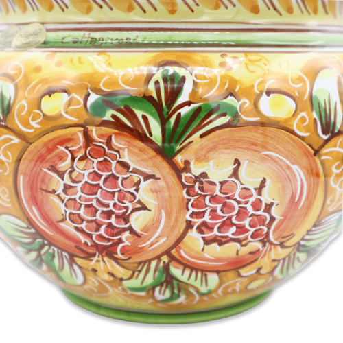 Cachepot Vaso per piante in ceramica Caltagirone, decoro Melograni e floreale, con 5 opzioni dimensione (1Unità) -  2