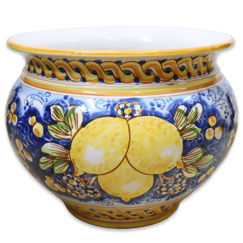 Cachepot Caltagirone ceramic plant pot, lemon decoration, available in various sizes - Mod BR - 