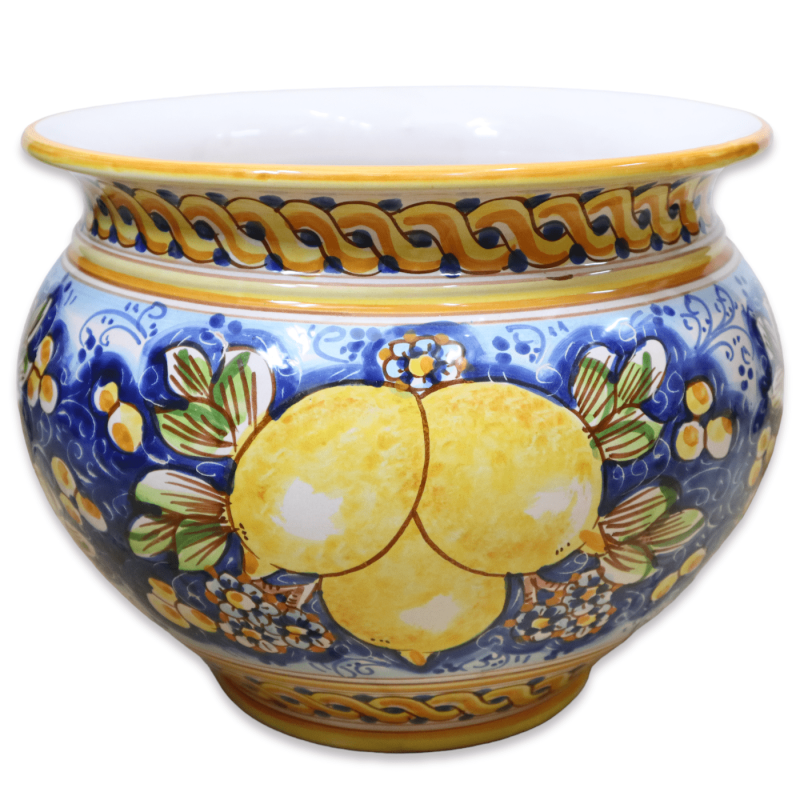 Macetero de cerámica Cachepot Caltagirone, decoración limón, disponible en varios tamaños - Mod BR - 