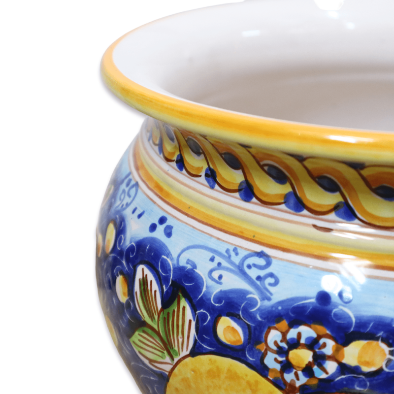 Cachepot Pot de fleurs en céramique Caltagirone, décoration citron, avec différentes options de tailles (1pc) - 