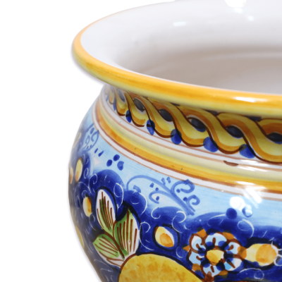 Cachepot Caltagirone ceramic plant pot, lemon decoration, available in various sizes - Mod BR - 