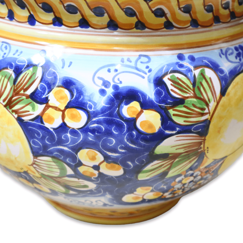 Cachepot Caltagirone ceramic plant pot, lemon decoration, available in various sizes - Mod BR - 