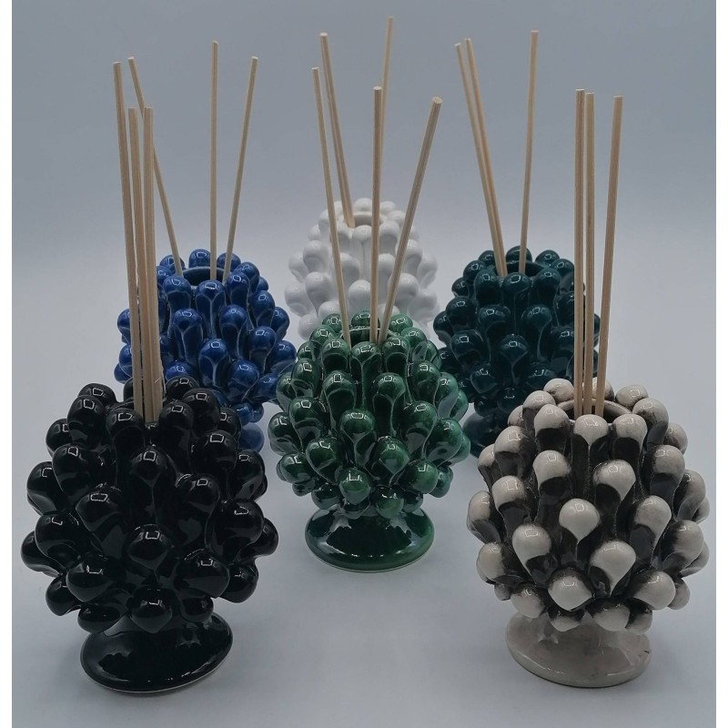 Porta-fragrância de cerâmica para pinha Caltagirone - altura 10 cm - 
