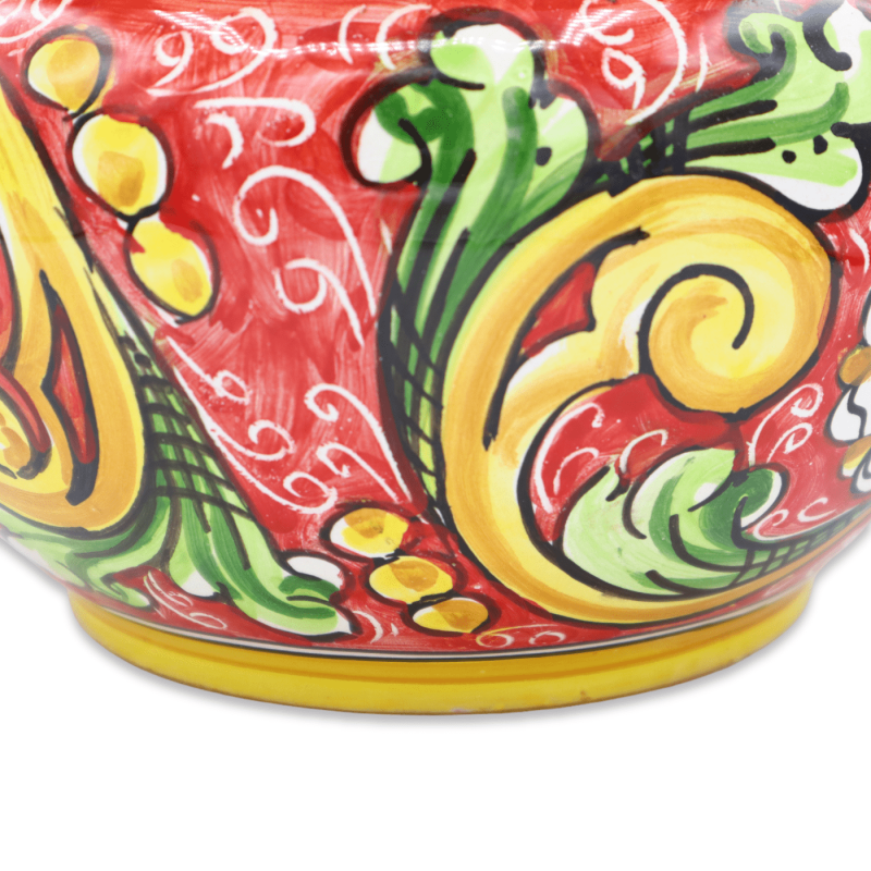 Quality over Quantity (QoQ) Releases Cachepot Ceramic plant Caltagone, Baroque Floral op rode achtergrond, beschikbaar i