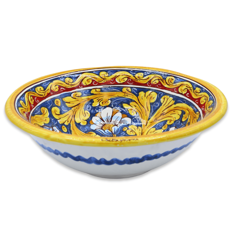 Cuenco para espaguetis de cerámica Caltagirone, decoración barroca y flores, Ø 35 cm aprox. Mod TD - 