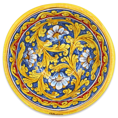 Tigela para esparguete em cerâmica Caltagirone, decoração barroca e flores, Ø 35 cm aprox. Mod TD -  2