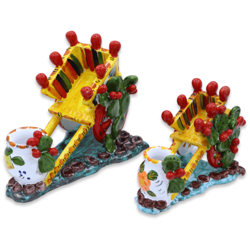 Carrinho siciliano na Sicília em cerâmica fina siciliana, disponível em dois tamanhos, (1pc) Mod BN - 
