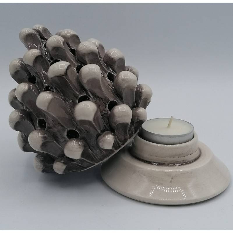 Pine cone tea light candle holder Caltagirone - height 12 cm - 
