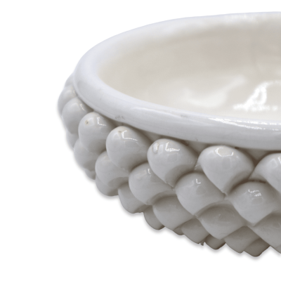 Bol Pigna, vide-poche en céramique fine de Caltagirone, Blanc - Ø 20 cm Mod TD - 