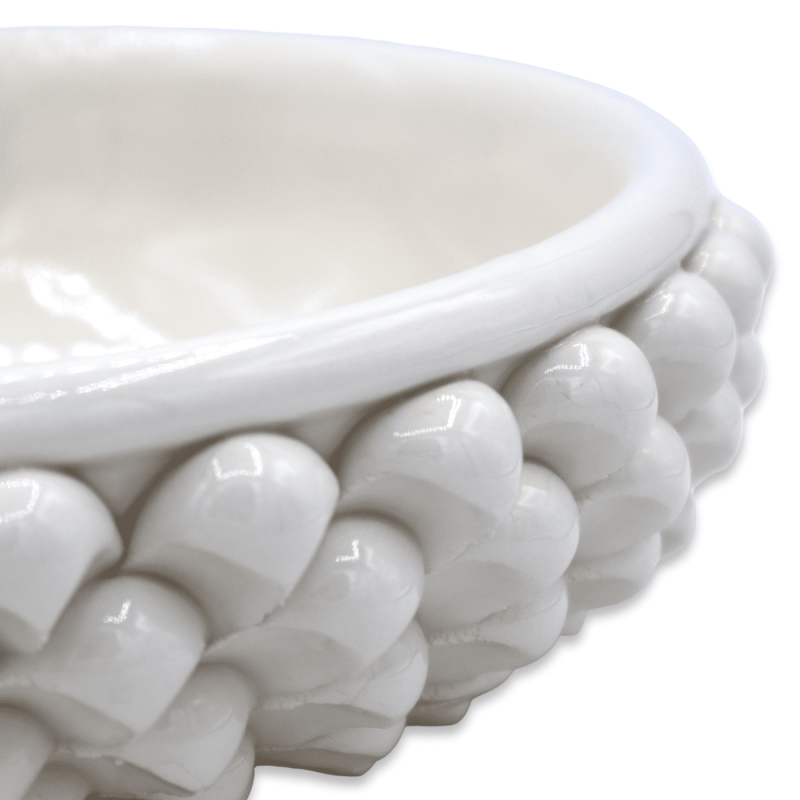 Bowl Pigna, tomma fickor i fin keramik av Caltagirone, White - Ø 20 cm Mod TD - 