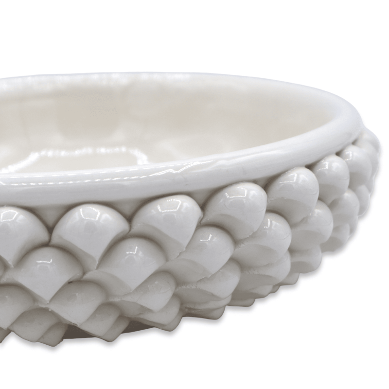 Bol Pigna, vide-poche en céramique fine de Caltagirone, Blanc - Ø 20 cm Mod TD - 