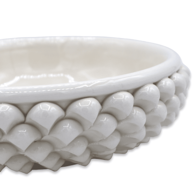 Bol Pigna, vide-poche en céramique fine de Caltagirone, Blanc - Ø 20 cm Mod TD - 